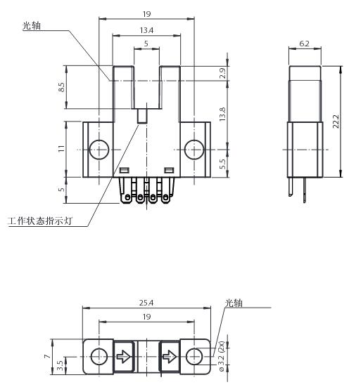 光电槽型传感器 GL5-U/28a/155