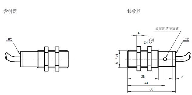 对射型光电传感器 OBE10M-18GM60-SE5