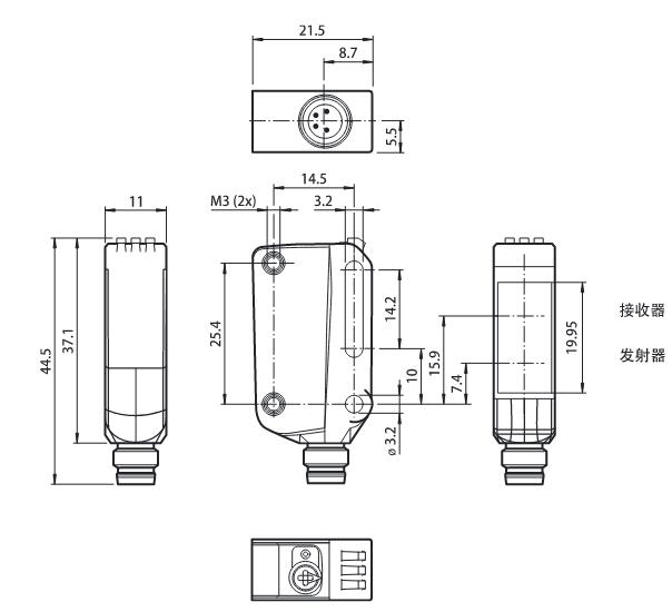 漫反射型传感器 OBT300-R100-2EP-IO-V31-L