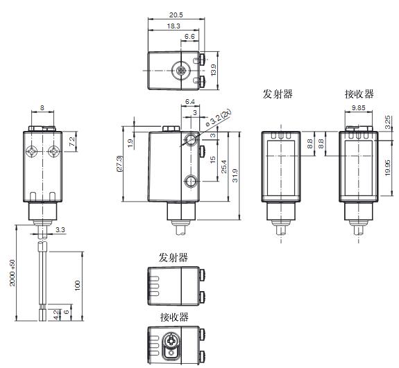 对射型光电传感器 OBE20M-R101-S2EP-IO-L