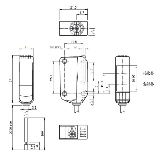 漫反射型传感器 OBT350-R100-2EP-IO