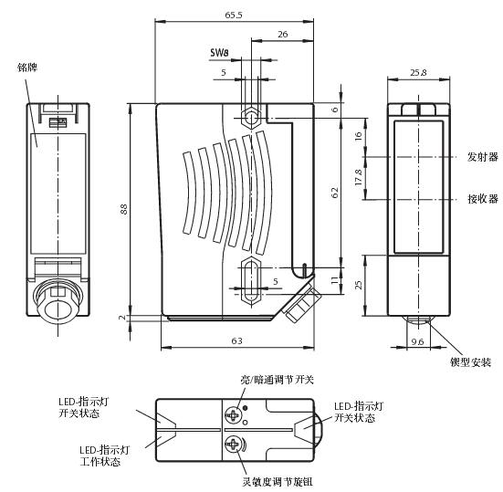 反射板型光电传感器 RLK28-55/31/116