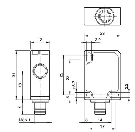 直接检测超声波传感器 UB400-F77-E0-V31