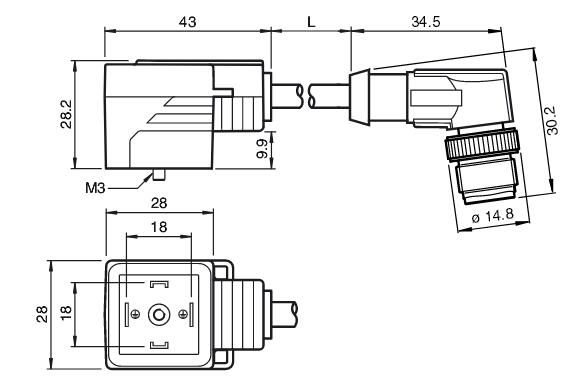 阀门连接器 VMA-2+P-0，6M-PVC-V1-W