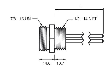 传感器/执行器插头 1/2" NPT-V93-G-S-.3M