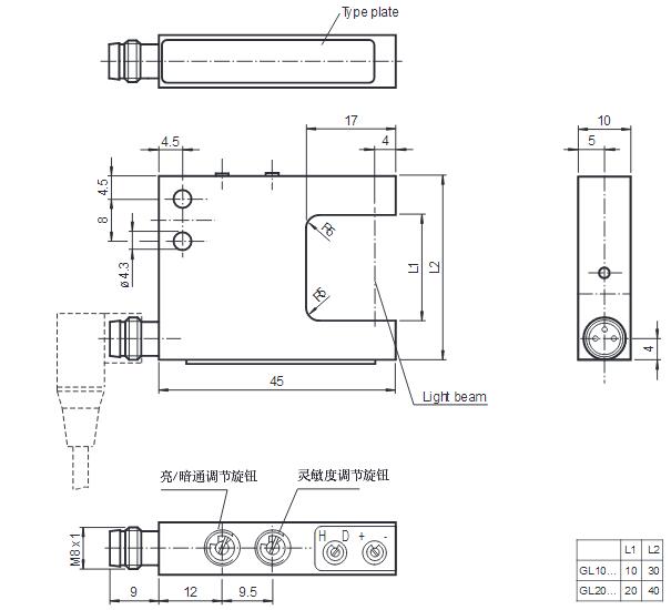 光电槽型传感器 GL10-IR/32/40a/98a