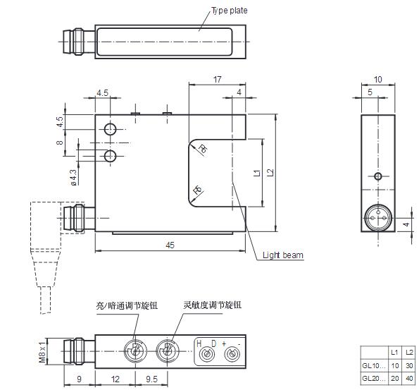 光电槽型传感器 GL10-RT/32/40a/98a