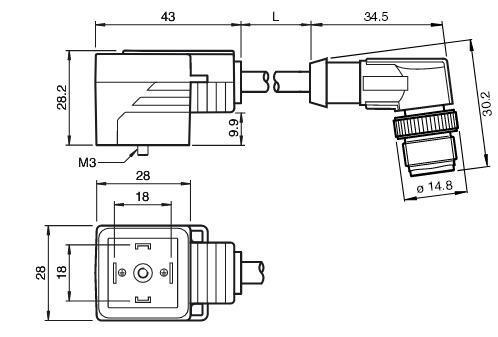 阀门连接器 VMA-2+P-1M-PUR-V1-W