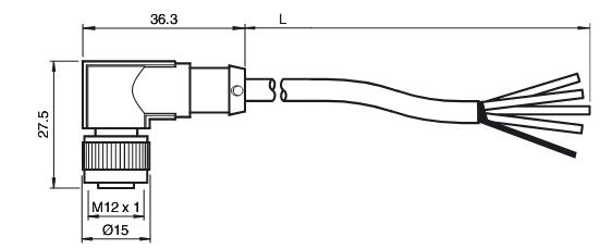 内螺纹连接器 V15-W-2M-PUR-CAN