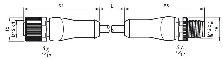 连接电缆 V15L-G-0，6M-PUR-U-V15L-G