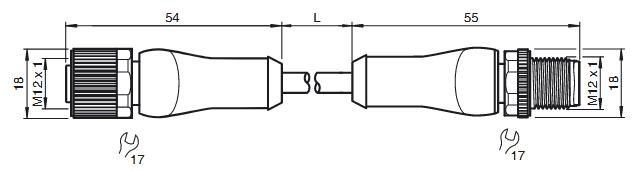 连接电缆 V15L-G-1M-PUR-U-V15L-G