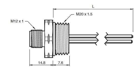 外螺纹插孔 M20-V1-G-S-.3M