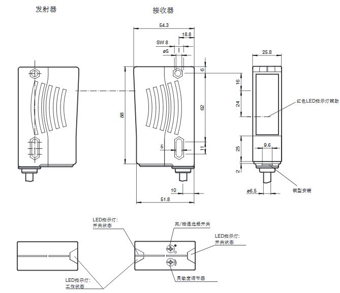 对射型光电传感器 LD28/LV28-F1/47/76a/82b/115