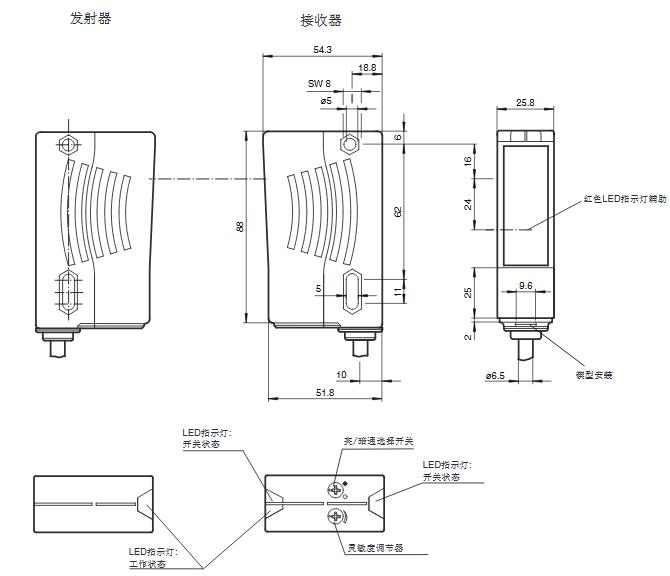 对射型光电传感器 LD28/LV28-F1/49/76a/82b/115