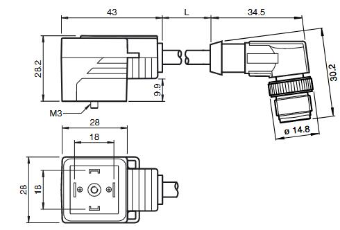 阀门连接器 VMA-2+P/Z2-0，6M-PUR-V1-W