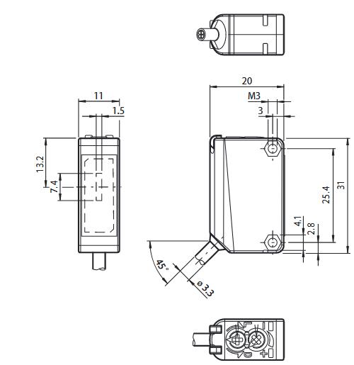 对射型光电传感器 M100/MV100-6090/103