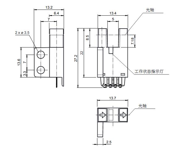光电槽形传感器 GL5-F/28a/155