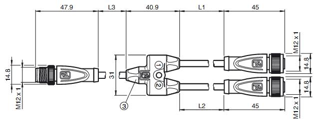 Y型连接电缆 V15-G-S-10M-T-03M-PUR-A-V1-C1