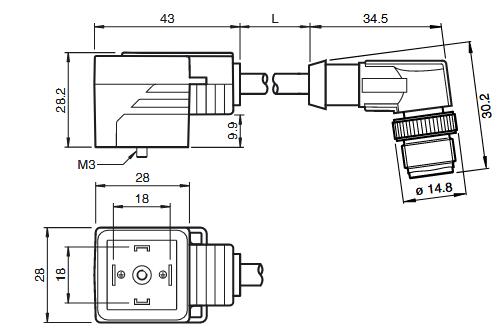 阀门连接器 VMA-2+P/Z2-0，6M-PVC-V1-W