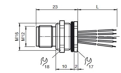 传感器/执行器插头 V15S-M16H-500