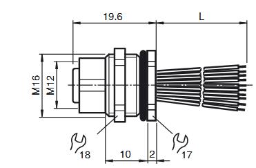 传感器/执行器插头 V19-M16H-500