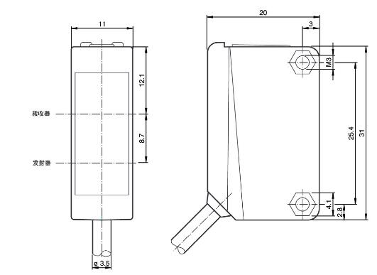 反射板型光电传感器 ML100-55/103/115b