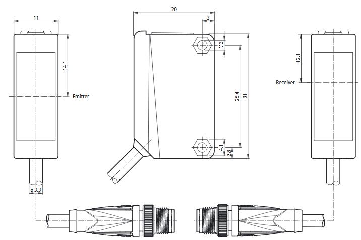 对射型光电传感器 M100/MV100-RT/76a/103/115b