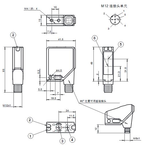 对射型光电传感器 M12/MV12-F1/76b/82b/115/128