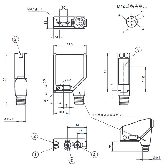 反射板型光电传感器 MLV12-54-LAS-300/76b/110/124