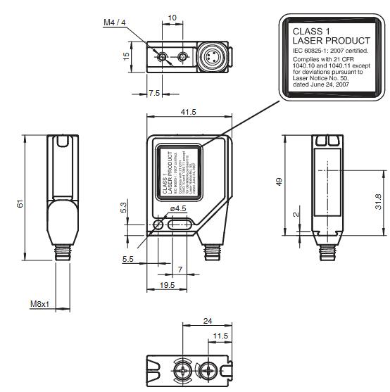 反射板型光电传感器 MLV12-54-LAS/76b/95/110