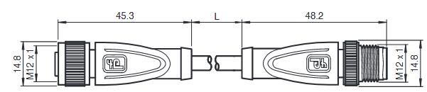 电缆连接器 V1-G-0，2M-PVC-V1-G