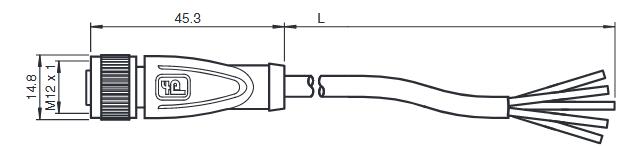 内螺纹连接器 V1-G-1，5M-PUR