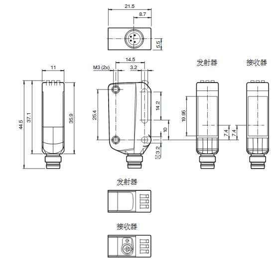 对射型光电传感器 OBE12M-R100-S2EP-IO-V31