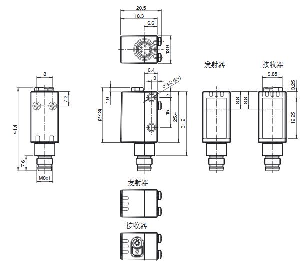 对射型光电传感器 OBE12M-R101-S2EP-IO-V31