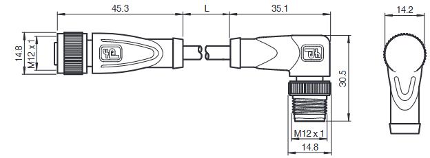 连接电缆 V1-G-2，2M-PUR-V1-W