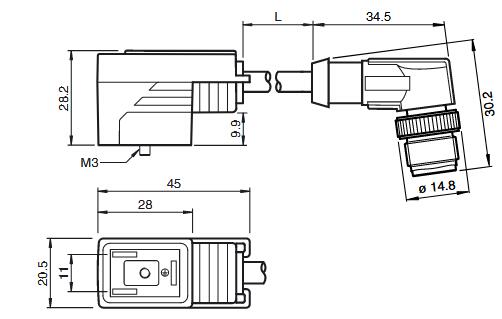 阀门连接器 VMBI-2+P/Z2-0，3M-PVC-V1-W
