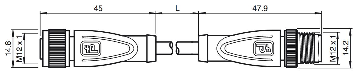 连接电缆 V1-G-S-BK0，5M-PUR-A-V1-G