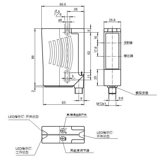 反射板型光电传感器 RL28-55-V-3974/47/82b/112