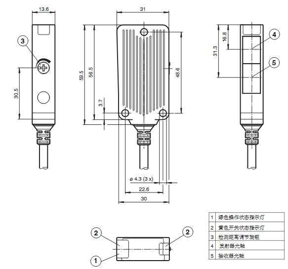 背景抑制传感器 MLV41-8-H-350-RT/25/115/136